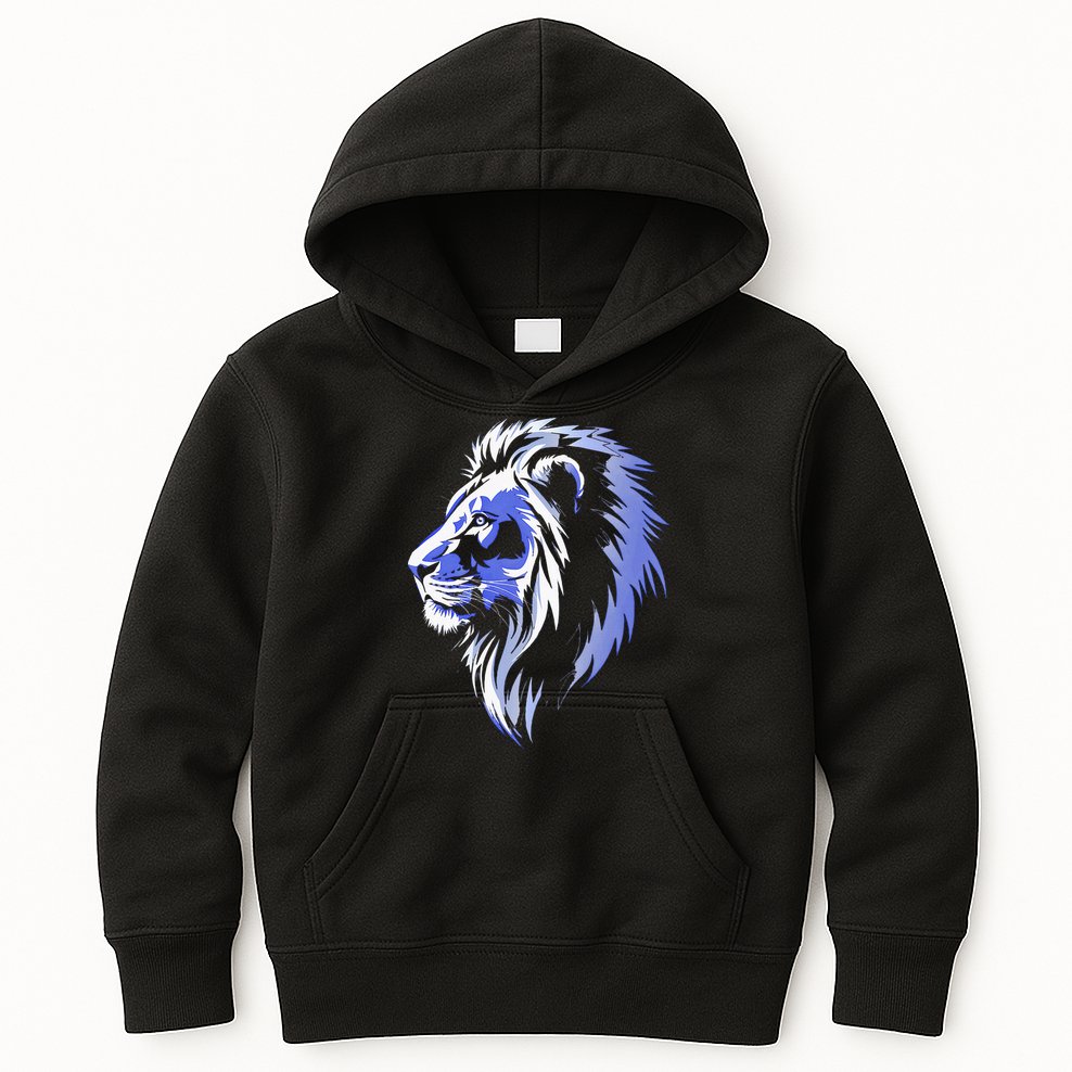 Cool Lion With Blue Eyes Lions Kids Hoodie