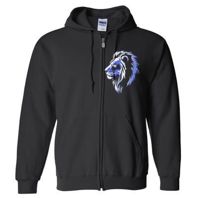 Cool Lion With Blue Eyes Lions Full Zip Hoodie