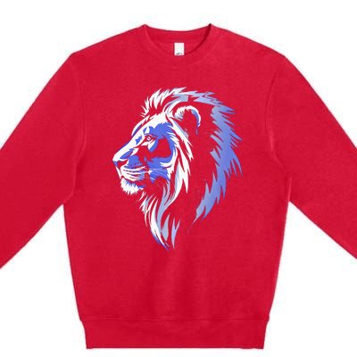 Cool Lion With Blue Eyes Lions Premium Crewneck Sweatshirt