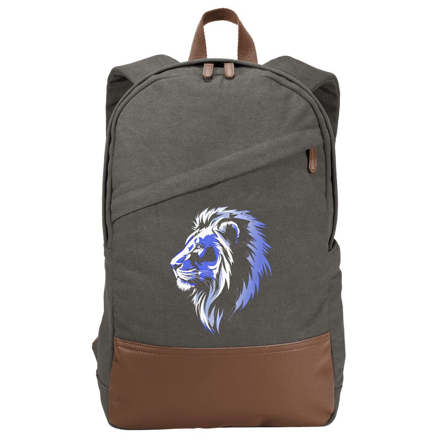 Cool Lion With Blue Eyes Lions Cotton Canvas Backpack