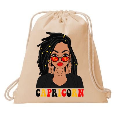 Capricorn Loc'd Woman Zodiac Signs Birthday Drawstring Bag