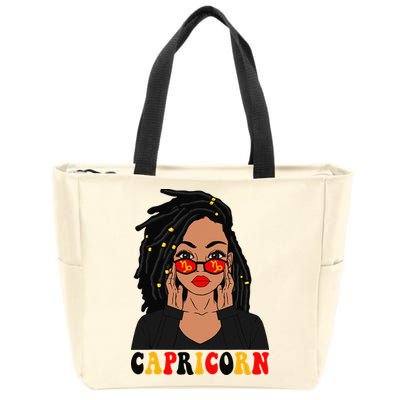 Capricorn Loc'd Woman Zodiac Signs Birthday Zip Tote Bag