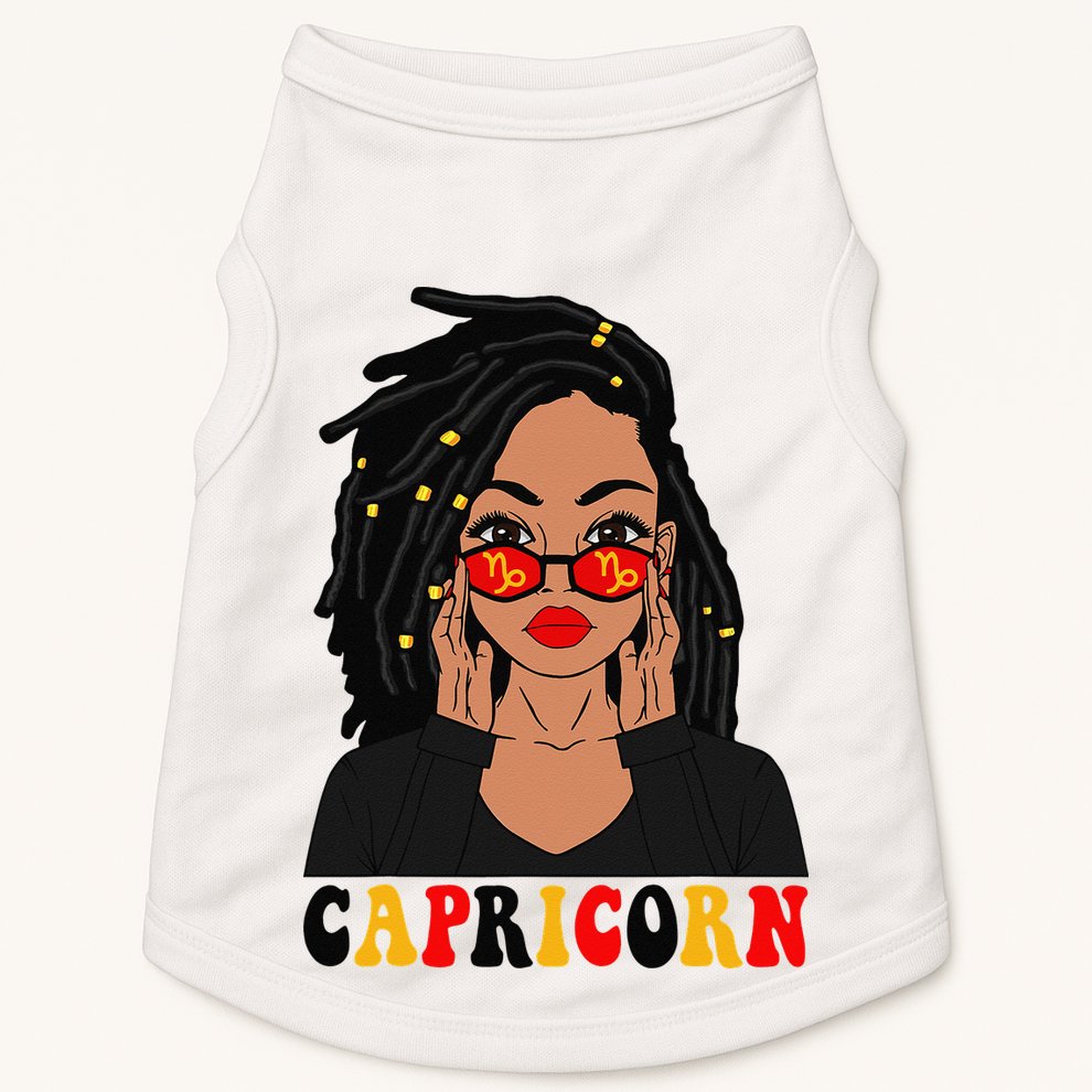 Capricorn Loc'd Woman Zodiac Signs Birthday Doggie Tank