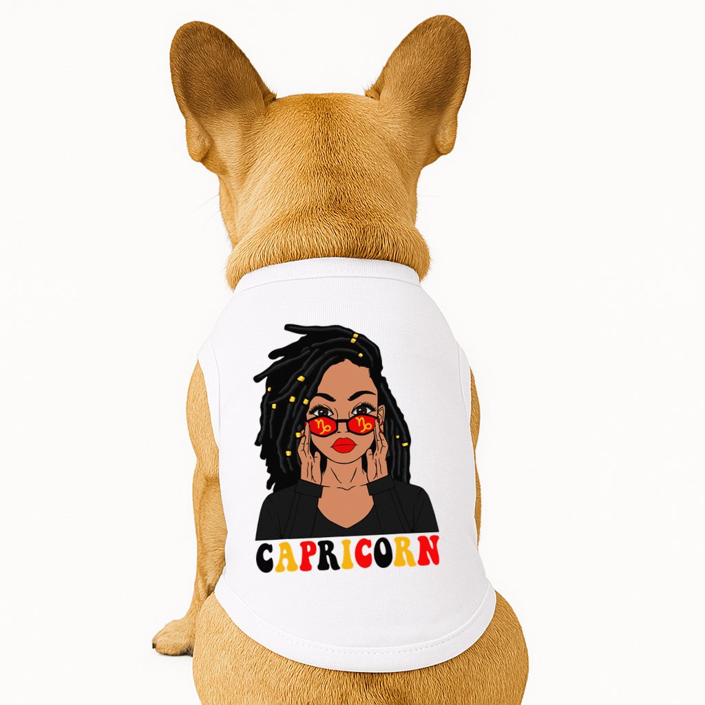 Capricorn Loc'd Woman Zodiac Signs Birthday Doggie Tank