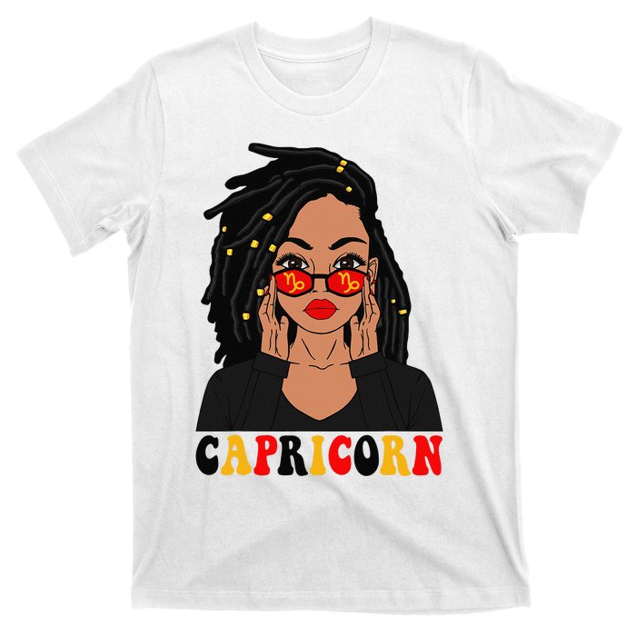 Capricorn Loc'd Woman Zodiac Signs Birthday T-Shirt