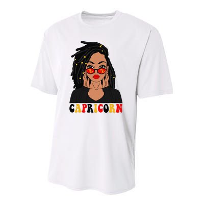 Capricorn Loc'd Woman Zodiac Signs Birthday Youth Performance Sprint T-Shirt