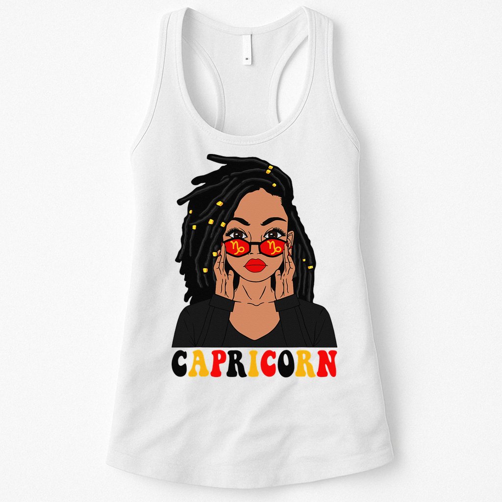 Capricorn Loc'd Woman Zodiac Signs Birthday Womens Tank Top