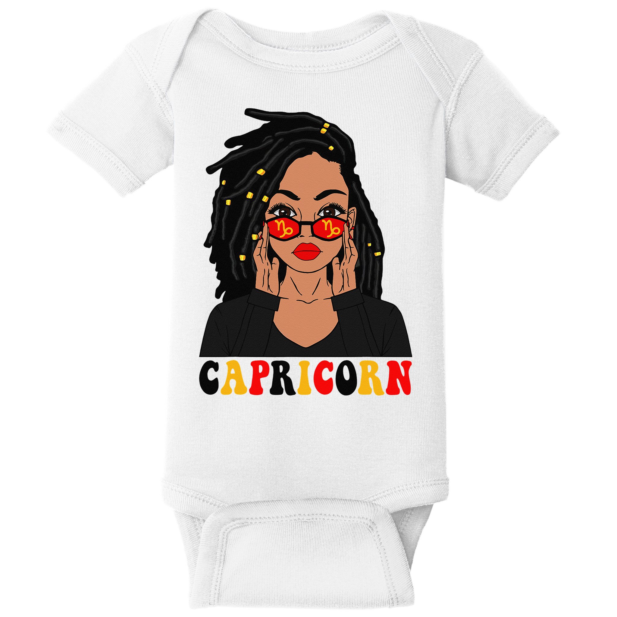 Capricorn Loc'd Woman Zodiac Signs Birthday Baby Bodysuit