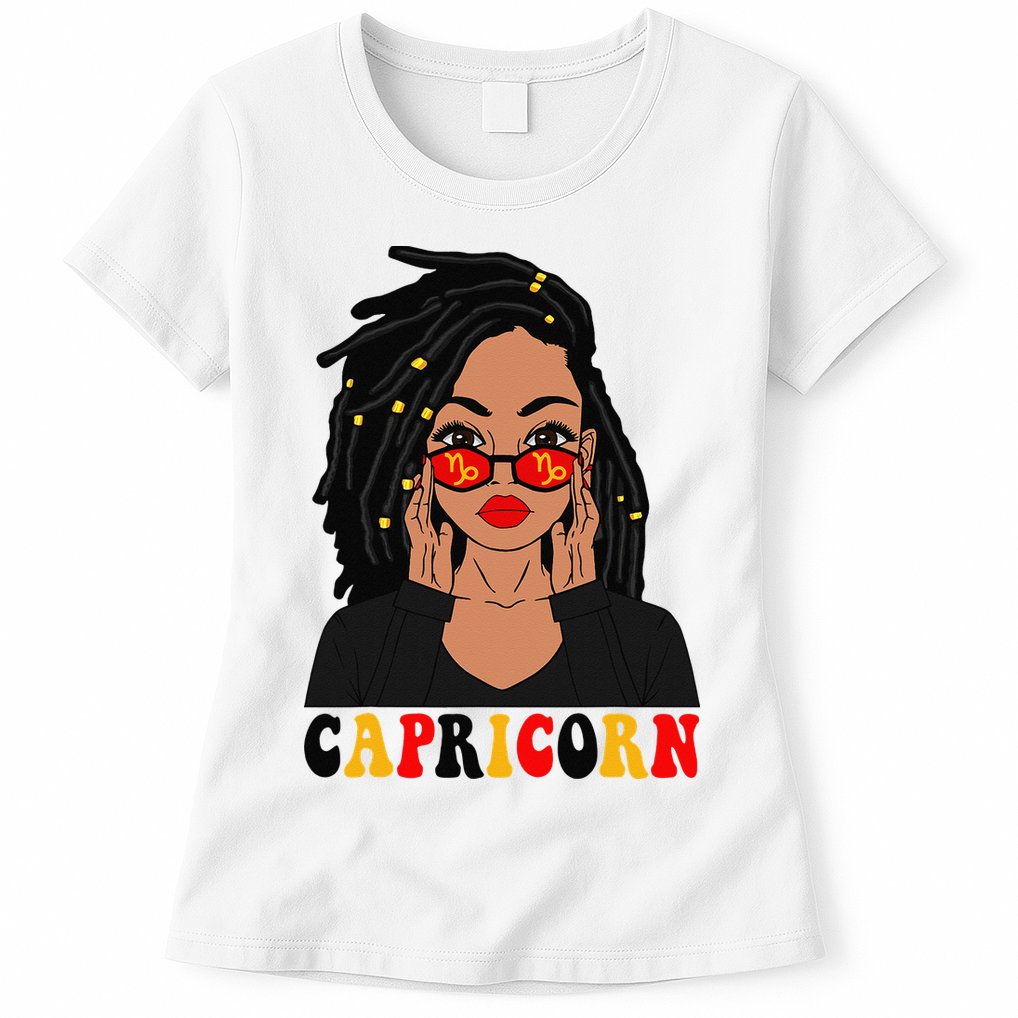 Capricorn Loc'd Woman Zodiac Signs Birthday Womens T-Shirt