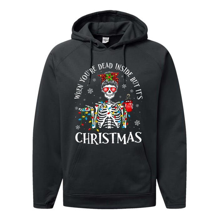 Christmas Lights When YouRe Dead Inside But ItS Christmas Performance Fleece Hoodie