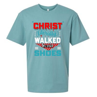 Christ Literally Walked Faith T Sueded Cloud Jersey T-Shirt