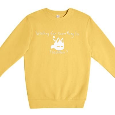 Cat Lover Waiting For Something To Happen Omori Cat Inspired Premium Crewneck Sweatshirt