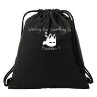 Cat Lover Waiting For Something To Happen Omori Cat Inspired Drawstring Bag