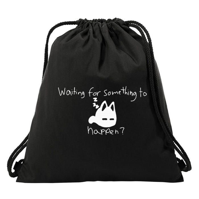 Cat Lover Waiting For Something To Happen Omori Cat Inspired Drawstring Bag