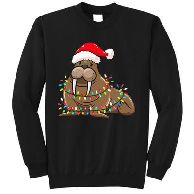 Christmas Lights Walrus Wearing Xmas Hat Walrus Lover Sweatshirt