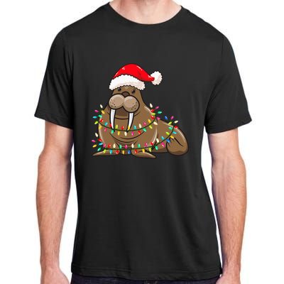 Christmas Lights Walrus Wearing Xmas Hat Walrus Lover Adult ChromaSoft Performance T-Shirt