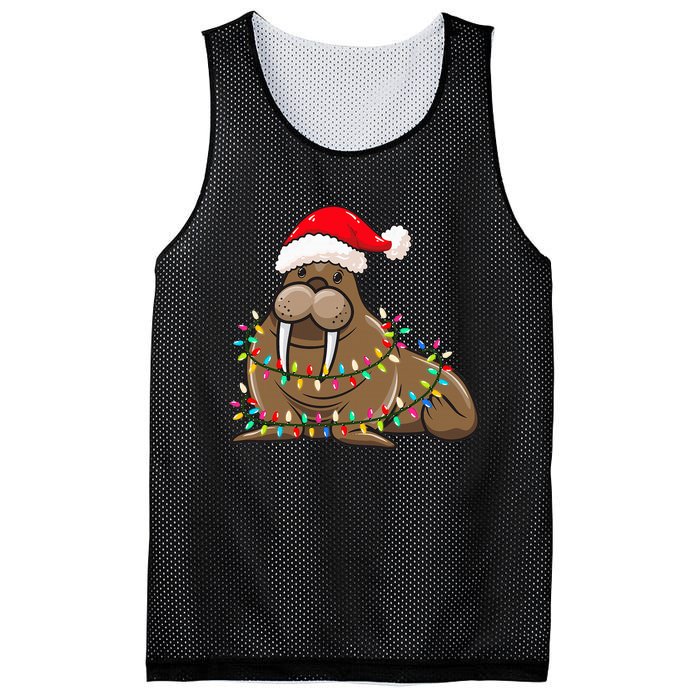 Christmas Lights Walrus Wearing Xmas Hat Walrus Lover Mesh Reversible Basketball Jersey Tank