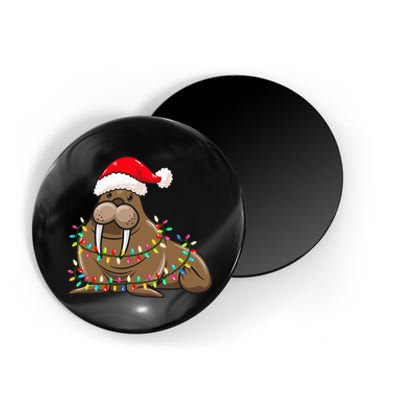 Christmas Lights Walrus Wearing Xmas Hat Walrus Lover Magnet