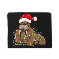 Christmas Lights Walrus Wearing Xmas Hat Walrus Lover Mousepad