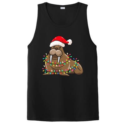 Christmas Lights Walrus Wearing Xmas Hat Walrus Lover PosiCharge Competitor Tank