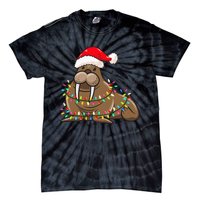 Christmas Lights Walrus Wearing Xmas Hat Walrus Lover Tie-Dye T-Shirt