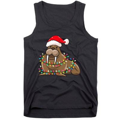 Christmas Lights Walrus Wearing Xmas Hat Walrus Lover Tank Top