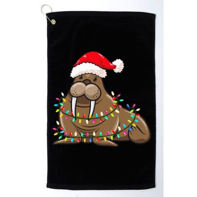 Christmas Lights Walrus Wearing Xmas Hat Walrus Lover Platinum Collection Golf Towel