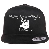 Cat Lover Waiting For Something To Happen Omori Cat Inspired Flat Bill Trucker Hat