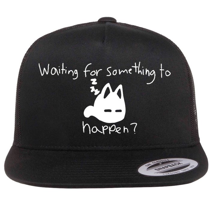Cat Lover Waiting For Something To Happen Omori Cat Inspired Flat Bill Trucker Hat