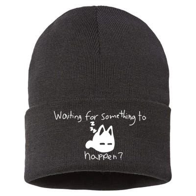 Cat Lover Waiting For Something To Happen Omori Cat Inspired Sustainable Knit Beanie