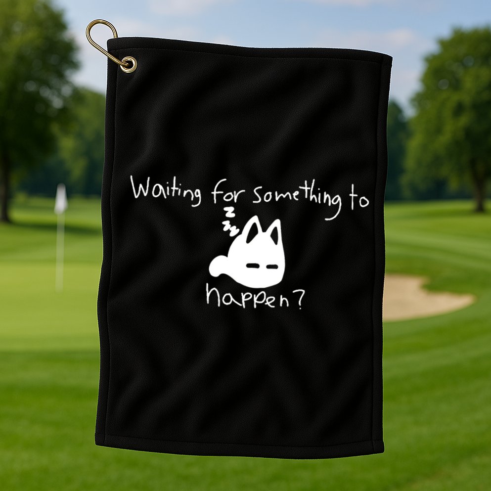 Cat Lover Waiting For Something To Happen Omori Cat Inspired Golf Towel