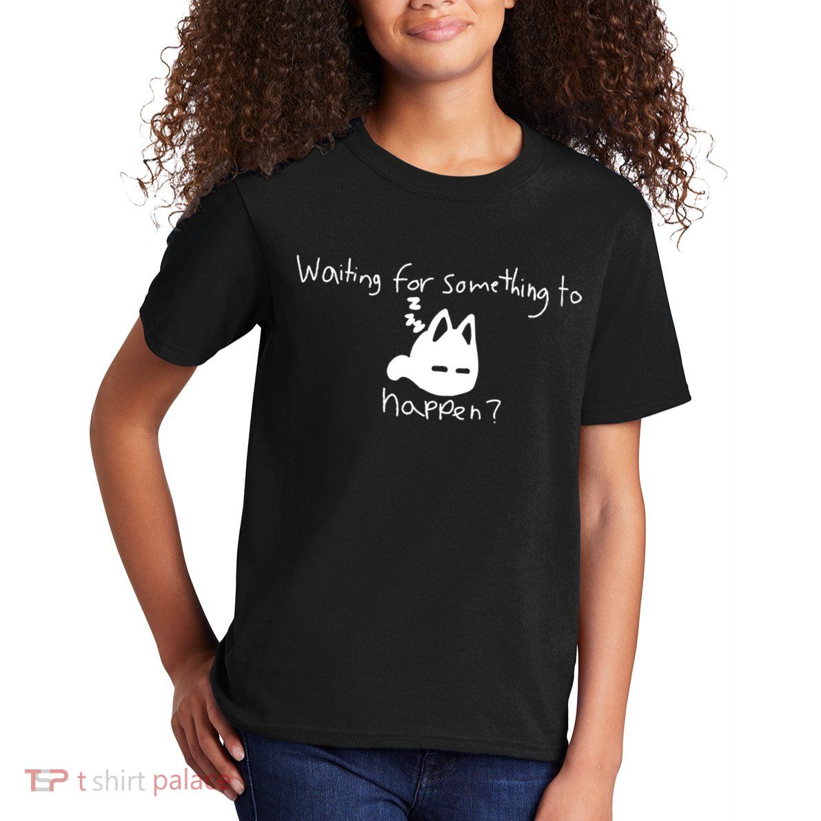 Cat Lover Waiting For Something To Happen Omori Cat Inspired Kids T-Shirt