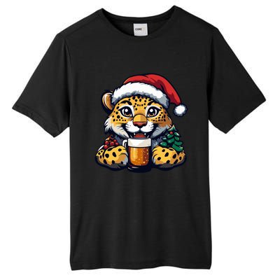 Christmas Leopard With Beer Xmas Funny Party Meaningful Gift Tall Fusion ChromaSoft Performance T-Shirt