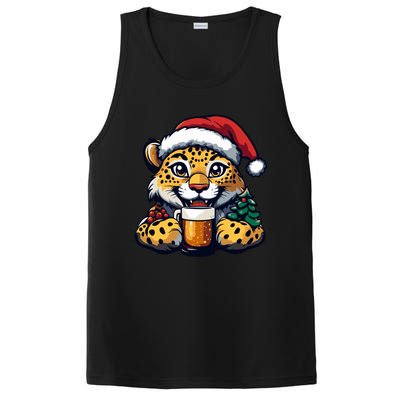 Christmas Leopard With Beer Xmas Funny Party Meaningful Gift PosiCharge Competitor Tank