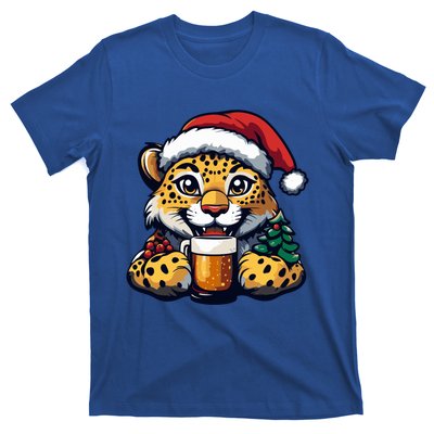 Christmas Leopard With Beer Xmas Funny Party Meaningful Gift T-Shirt