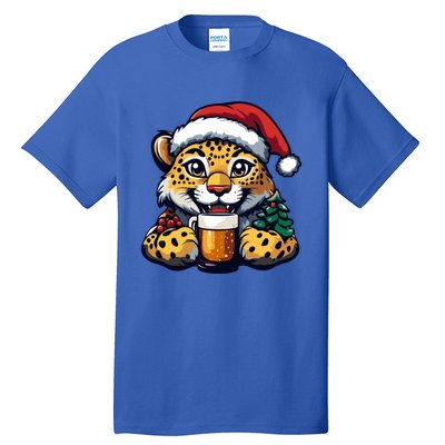 Christmas Leopard With Beer Xmas Funny Party Meaningful Gift Tall T-Shirt