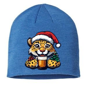 Christmas Leopard With Beer Xmas Funny Party Meaningful Gift Sustainable Beanie