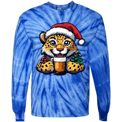 Christmas Leopard With Beer Xmas Funny Party Meaningful Gift Tie-Dye Long Sleeve Shirt