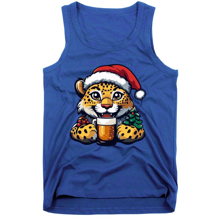 Christmas Leopard With Beer Xmas Funny Party Meaningful Gift Tank Top