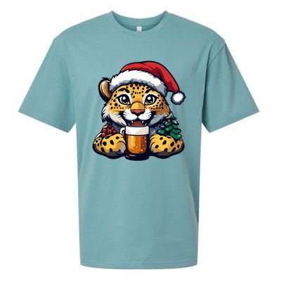 Christmas Leopard With Beer Xmas Funny Party Meaningful Gift Sueded Cloud Jersey T-Shirt