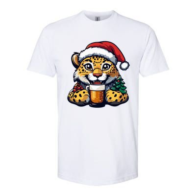 Christmas Leopard With Beer Xmas Funny Party Meaningful Gift Softstyle CVC T-Shirt