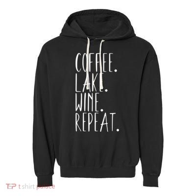 Coffee Lake Wine Repeat Gift Garment-Dyed Fleece Hoodie
