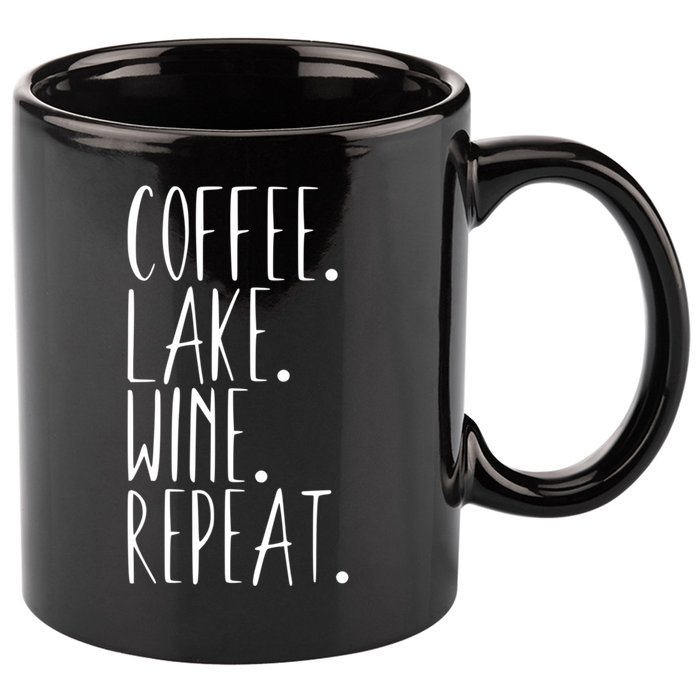 Coffee Lake Wine Repeat Gift 11oz C Handle Ceramic Mug