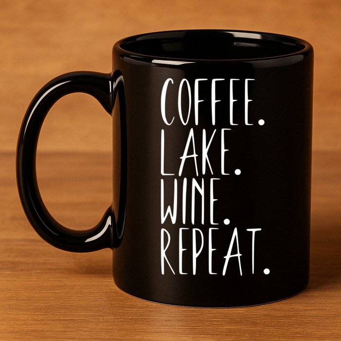 Coffee Lake Wine Repeat Gift 11oz C Handle Ceramic Mug
