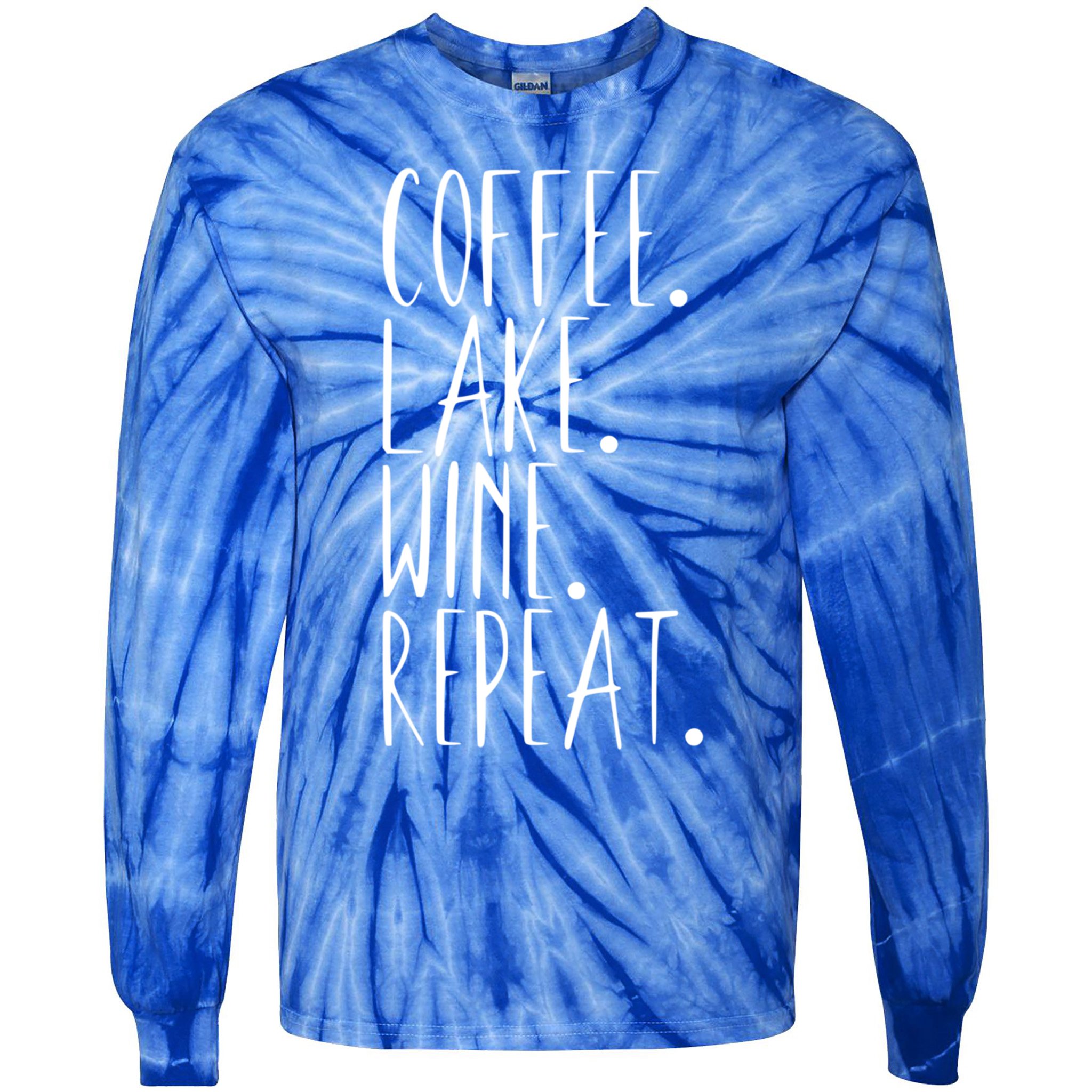Coffee Lake Wine Repeat Gift Tie-Dye Long Sleeve Shirt