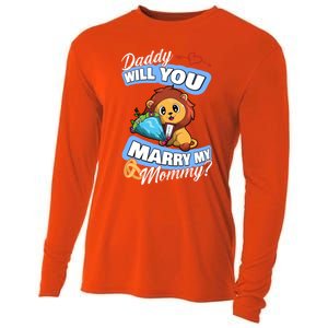 Cute Lion Wedding Offer Daddy Will You Marry My Mommy Gift Cooling Performance Long Sleeve Crew