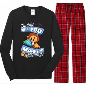 Cute Lion Wedding Offer Daddy Will You Marry My Mommy Gift Long Sleeve Pajama Set