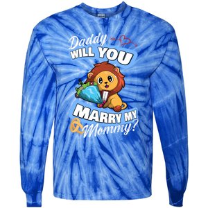 Cute Lion Wedding Offer Daddy Will You Marry My Mommy Gift Tie-Dye Long Sleeve Shirt