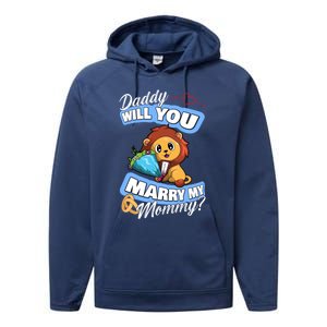 Cute Lion Wedding Offer Daddy Will You Marry My Mommy Gift Performance Fleece Hoodie