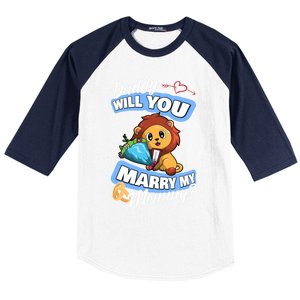 Cute Lion Wedding Offer Daddy Will You Marry My Mommy Gift Baseball Sleeve Shirt